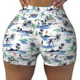 thumbnail image 2 of Lsque Hawaii Palms Pattern High Waisted Biker Shorts for Women-Tummy Control Fitness Athletic Workout Running Yoga Gym Shorts,Moisture-Wicking-, 2 of 9