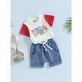 thumbnail image 3 of Bagilaanoe Baby Boy 4th of July Outfits 0-3T Infant Independence Day Clothes 2PCS Toddler Summer Short Sleeve USA Letter Print T-Shirts Tops Shorts Set, 3 of 9