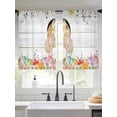 thumbnail image 2 of Grey Bunny Easter Sheer Curtains 54 Inch Length 2 Panels Set Window Treatments, Rabbit Spring Floral Eggs Wooden Rod Pocket Semi Curtains for Living Room/Bedroom/Kitchen Décor, 104"W x 54"L, 2 of 7