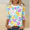 thumbnail image 7 of cocolona Easter Shirts for Women Graphic Tees Cute Crew Neck 3/4 Sleeve Bunny T-Shirts Summer Tops, 7 of 7