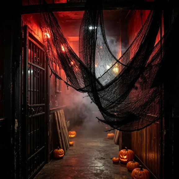 Halloween Creepy Cloth, Gauze Fabric Halloween Decarations 30"X72" Spooky Black Gauze Cloth for -Houses,Hanging Mesh Fabric Decorative Cheese Cloths for Party Wall Window Porch Yard