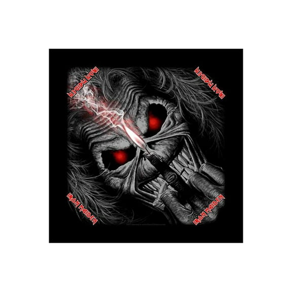 Iron Maiden Eddie Candle Finger Logo Official New Black Bandana (22in x 22in)