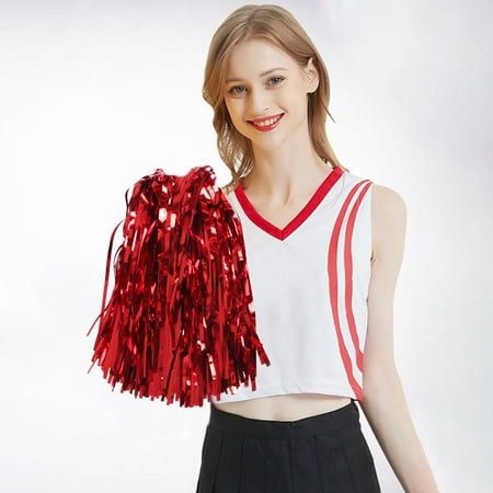 

2PCS Cheerleading Handheld Color Flower Sports Activities Performance Cheering Supplies Fan Shaped High Density Color Strips Handle Design Off