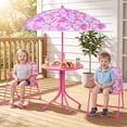 thumbnail image 2 of Gymax Kids Picnic Table Outdoor Table&Chair Set 2 Folding Chairs&Adjustable Umbrella Pink, 2 of 10