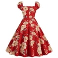 thumbnail image 4 of Pisexur Robe à Manches Courtes Col en V Mode Robe Vintage pour Femmes Robe à Manches Courtes Col en V Imprimée Robe pour Femmes, 4 of 7
