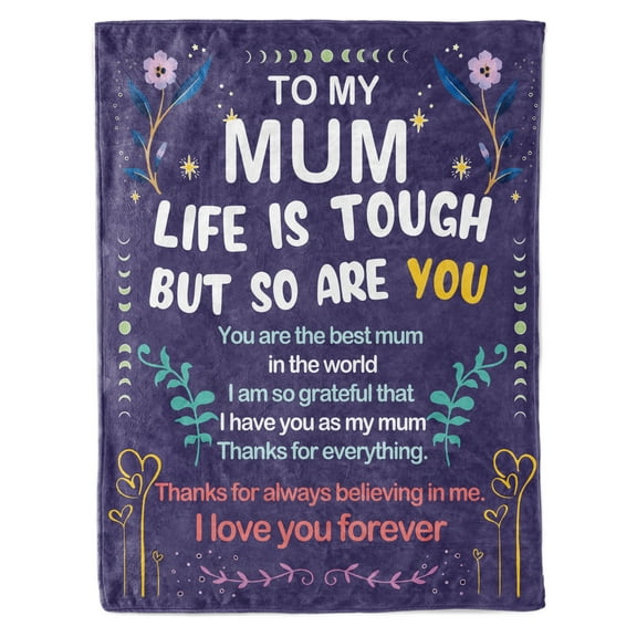 Funnil Throw Blanket Gifts for Mum- Christmas, Mothers Day, Birthday Gift for Mom from Daughter Son, Unique Mum Gifts,50x60in Purple