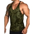 thumbnail image 2 of Men Fashion Color Block Print Bodybuilding Sport Vest Fitness Undershirt, 2 of 6