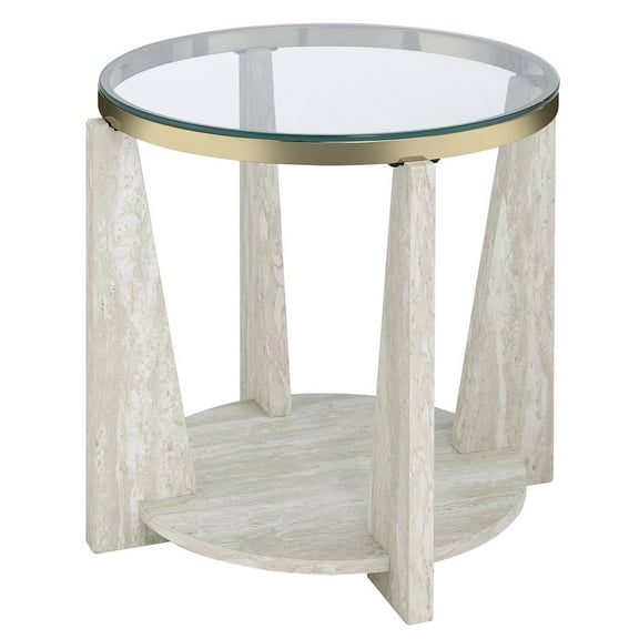 Steve Silver Wanda 24″ Round Glass Top End Table