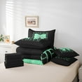 thumbnail image 6 of Manfei Teens Girls Cute Bow-Tie 7 Pieces Bedding Comforter Set,Cheer Team Bowknot Full Bedding Set Lightweight,Green Bling Glitter Fitted Sheet Flat Sheet,Ultra Soft Home Decor,Reversible, 6 of 8
