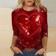 thumbnail image 1 of Xuyuer Valentine's Day 3/4 Sleeve Tee - Ladies' 3/4 Sleeve Printed T-Shirt for Romantic Date Nights, Love-Themed Photo Shoots, Unique Heart Pattern Statement Wear & Couples' Matching Style, 1 of 6