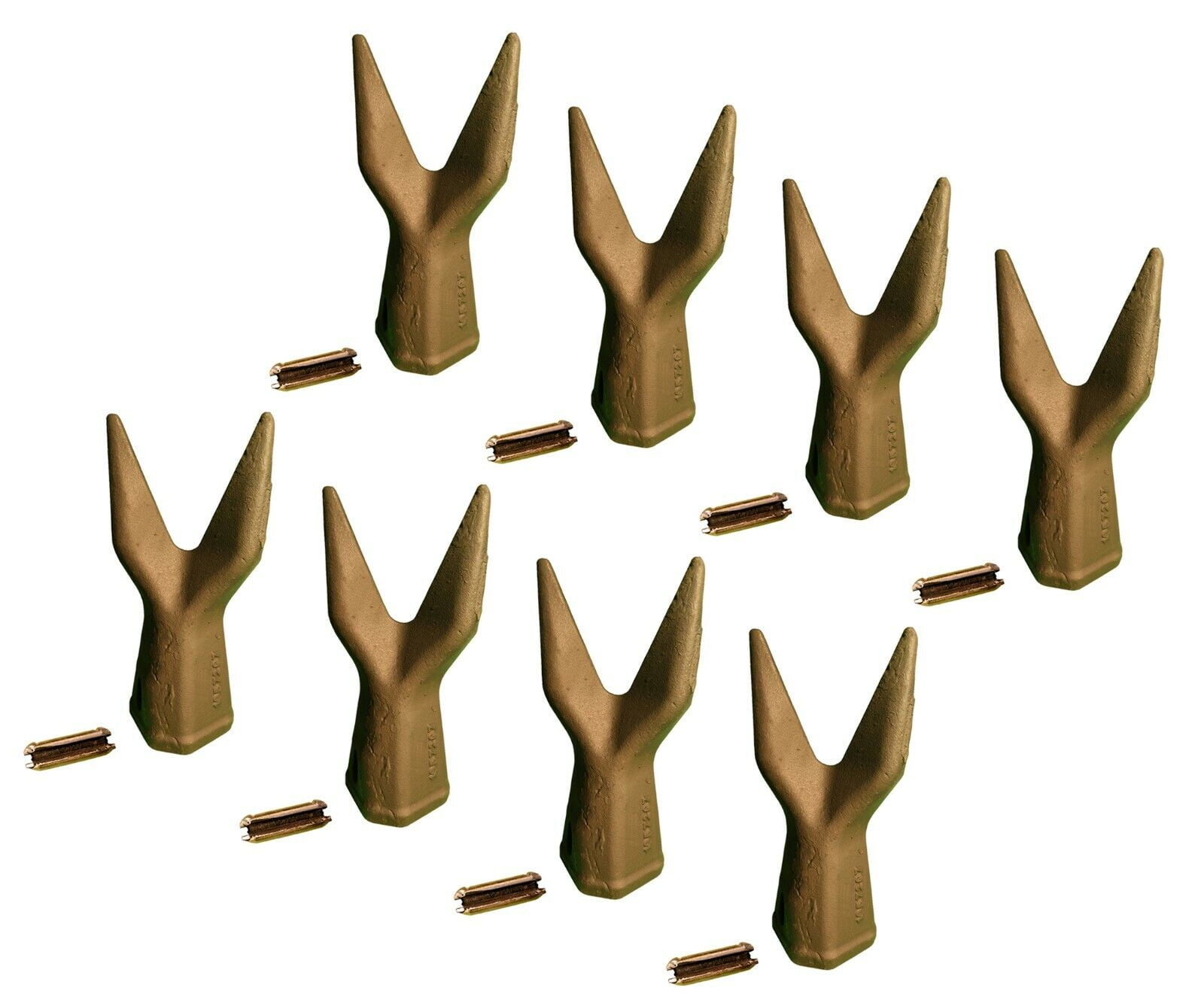 8 Backhoe Bucket Teeth 1957207 Twin Sharp Tip, w/ Pin fits CAT DRS200