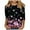 Multicolor, variant on LYEAA Women 3/4 Sleeve Floral Tops Vintage Inspired Loose Fit Blouse Elastic Hem Round Neck Breathable Yoga Casual Wear Multicolor M