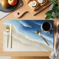 thumbnail image 2 of Navy Blue Ombre Ocean Placemats Set of 4, Watercolor Coastal Beach Waves Placemats for Dining Table, Place Mats for Kitchen Tabletop, Waterproof Wipeable Dining Table Mats Set, 2 of 9