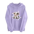 thumbnail image 2 of Aimik Cute Graphic Hoodies Sweatshirts for Women Fall Winter Drawstring Cow Print Pullover Tops Womens Loose Comfy Clothes with Pocket, 2 of 5