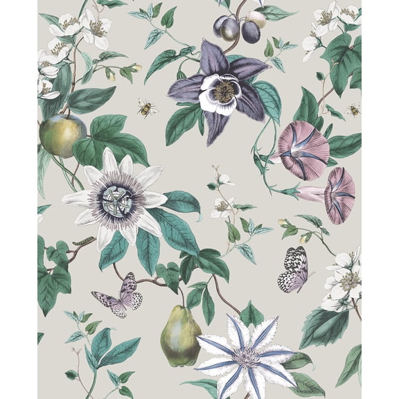 Fine Décor Sierra Silver Floral Wallpaper, 20.5-in by 33-ft, 56.38 sq. ft.