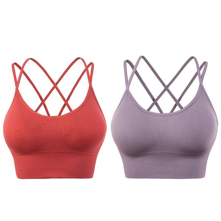 

Women s Plus Size Cross Back Sports Bra Yoga Running Sexy Bra No Steel Rings Can Be Wearable Sports Underwear 2pcs XL