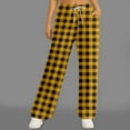 thumbnail image 2 of Arlun Plaid Wide Leg Pants for Women Elastic High Waist Drawstring Loose Trousers Checkered Printed Baggy Lightweight Long Pant with Pockets Casual Comfort Fashion Clothes Yellow XL, 2 of 5