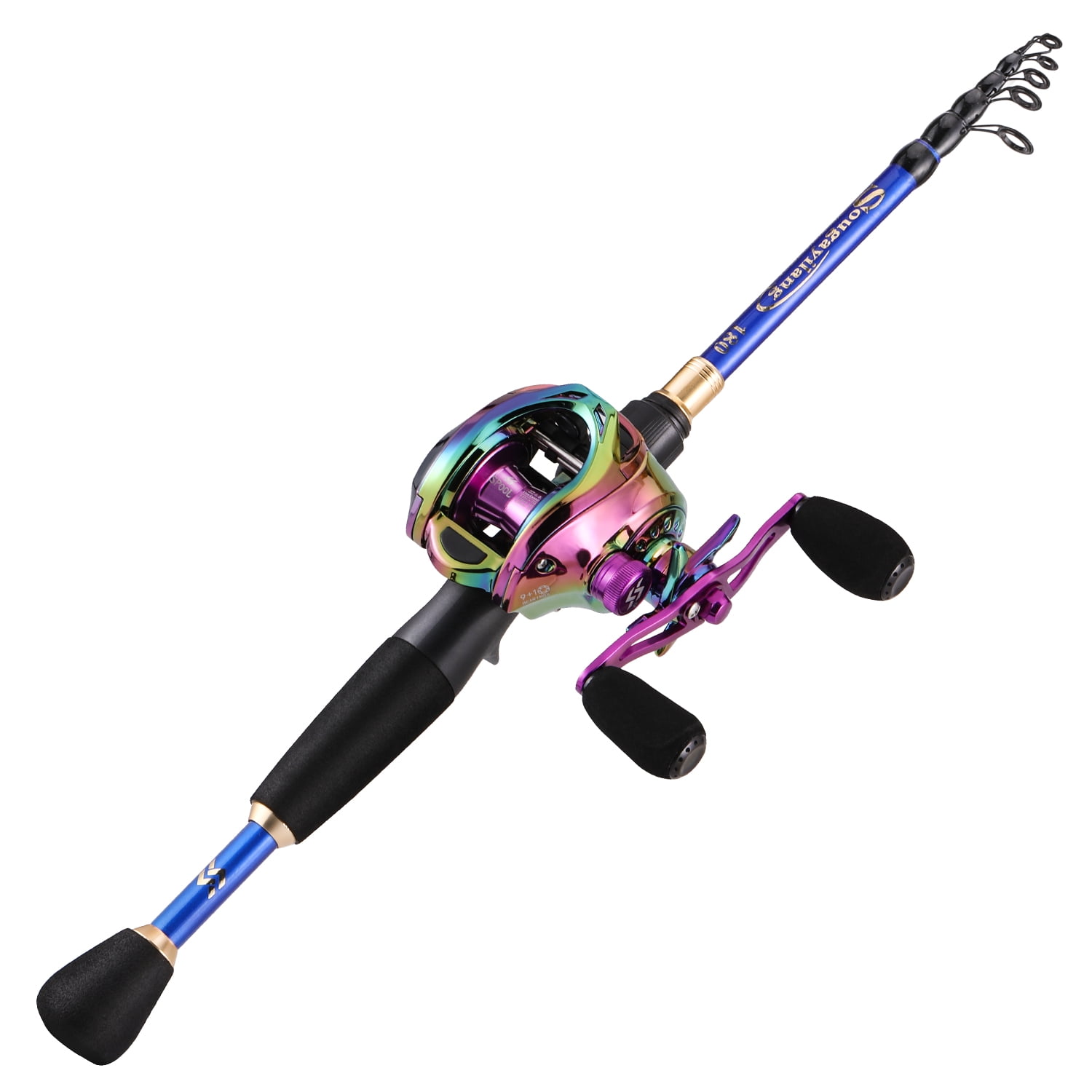 Sougayilang Baitcaster Combo Portable Telescopic Rod and Colorful 9＋1BB
