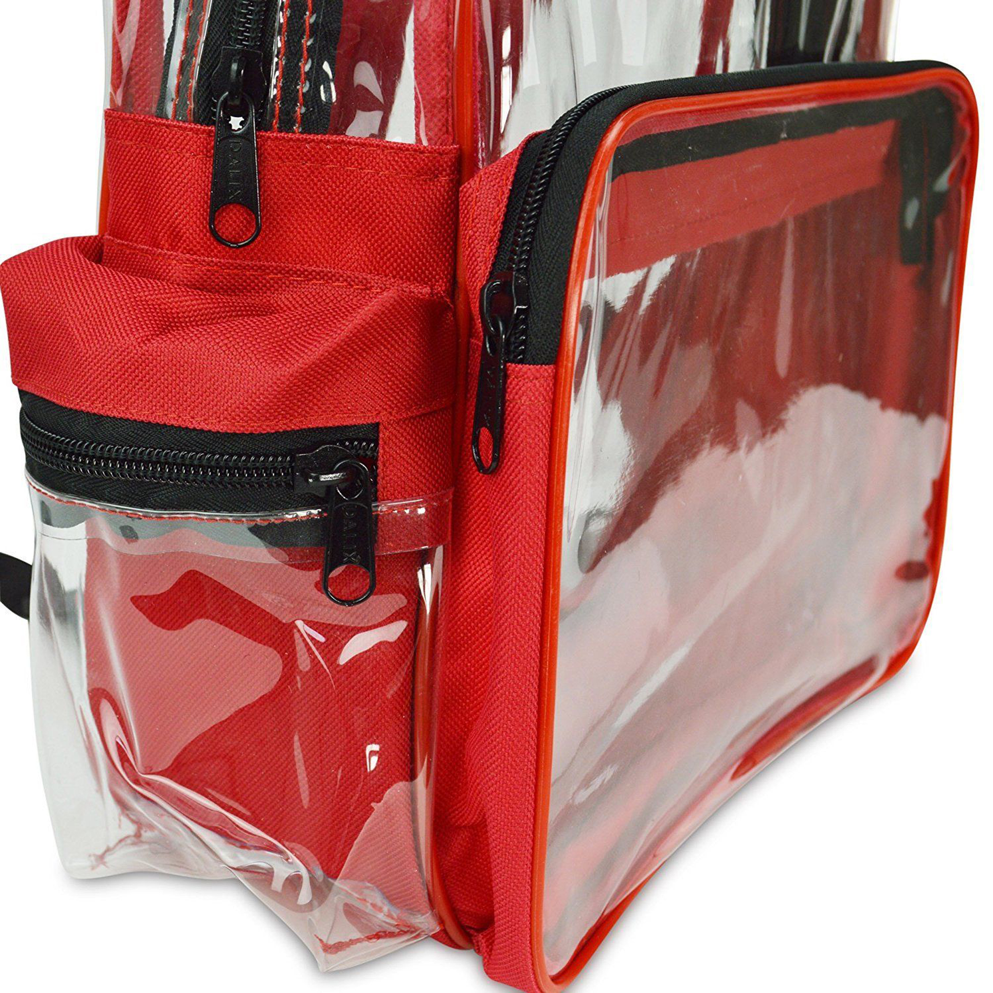 Clear Backpack Camping Hiking Daypacks NFL Sports Events Approved Backpack, Music Events Backpack, Custom Clear CBP School Backpack Transparent Backpacks, Laptop Backpack (Clear - 15") Red/Clear - image 2 of 6