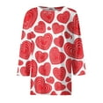 thumbnail image 4 of Garbnen Valentine's Day Shirts for Women 3/4 Sleeve Tops for Women Love Heart Print Crew Neck Dressy Blouses for Women, 4 of 6