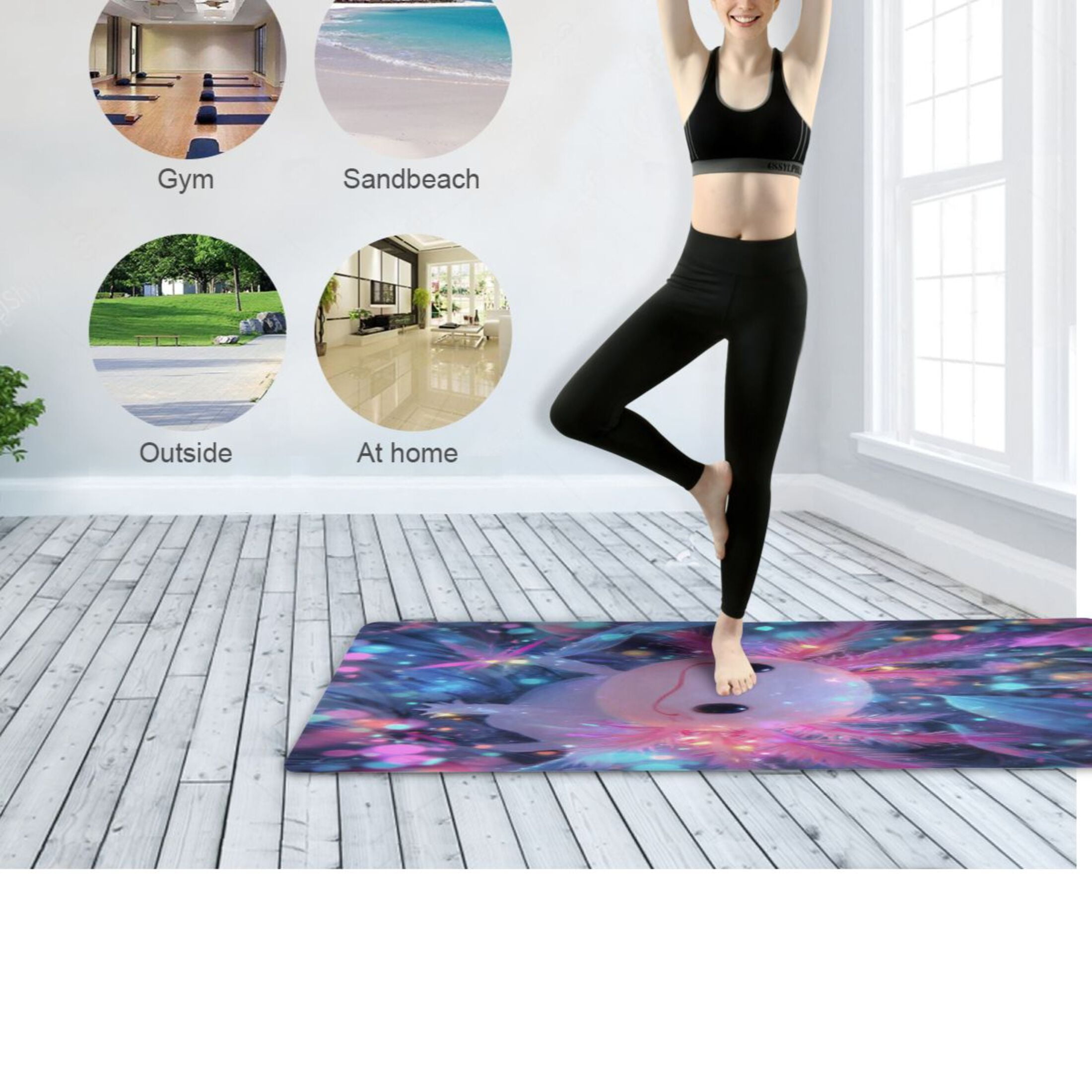 BZSMCE Yoga Mat Women Fitness Mat Axolotl in Sparkle Pattern