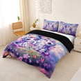 thumbnail image 2 of Erosebridal Cute Rainbow Unicorn Queen Duvet Cover Set,Colorful Butterfly Purple Floral Bedding For Kids Girls,Reversible Black 3-Piece,No Comforter, 2 of 6