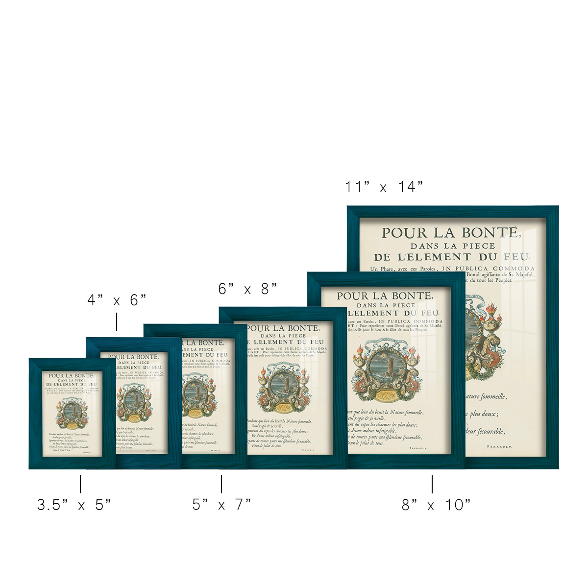 Printed Embellished Bookplate VIII - Framed Print w/glass - Ocean Blue