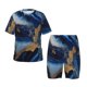 thumbnail image 1 of Balery Navy Blue Marble Conjunto de Pijama Infantil de Manga Corta con Estampado – Ropa de Dormir de Algodón Suave-Large, 1 of 6