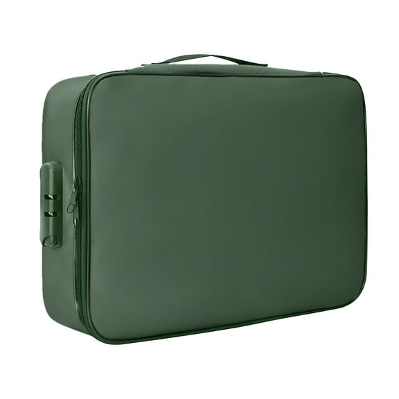 LAMIRO File Storage Boxes Fireproof Waterproof,Document Safe Fireproof Locking File Storage Chest Fire Security Box,Fireproof File Box With Lock With Inserts Bags And Zipper,Green