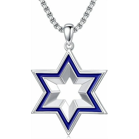 SOULMEET Star of David Necklace for Men 925 Sterling Silver Estrella De David Classic Jewish Israeli Pendant Necklace Jewelry Gifts for Men Women