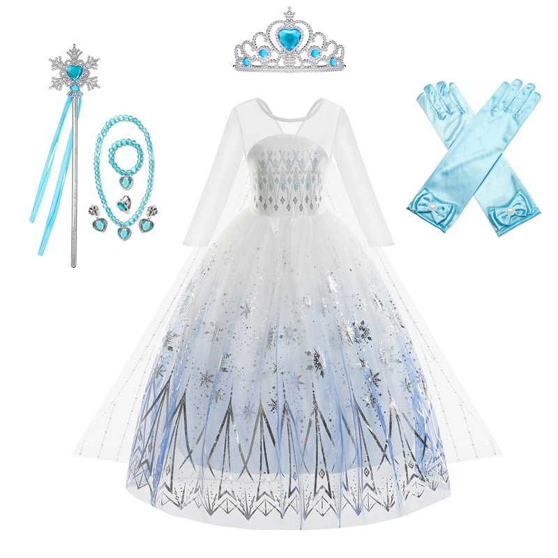 Robe Elsa Reine Des Neiges – Déguisement Cosplay Enfant – Carnaval