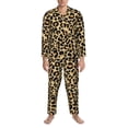 thumbnail image 3 of Balery Leopard Print Pijama para Hombre de Dos Piezas con Manga Larga, Conjunto de Dormir y Descanso Suave con Bolsillos-Small, 3 of 6