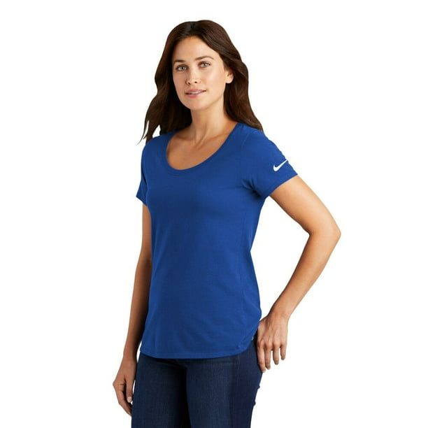 Nike Nike Women S Dri Fit Cotton Poly Scoop Neck Tee Blue M Walmart Com Walmart Com