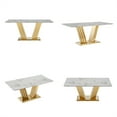 thumbnail image 7 of GAKMCIL 70" Rectangle Faux Marble Dining Table for 6-8 People, Kitchen Table with Mirror Polished Stainless Steel Base, Adjustable Non-Slip Feet, 300lbs Load for Kitchen, Dining Room (Gold&White), 7 of 7