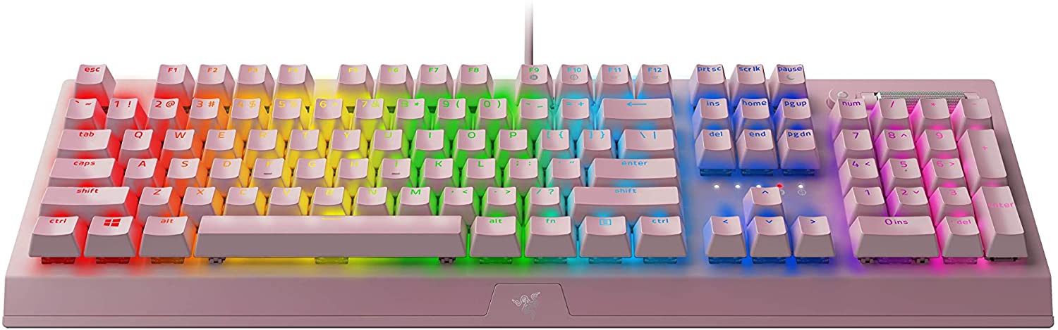 Razer BlackWidow V3 Mechanical Gaming Keyboard: Green Mechanical Switches Tactile Clicky Chroma RGB Lighting Compact Form Factor Programmable Macro Functionality USB Passthrough Quartz Razer BlackWidow V3 Mechanical Gaming Keyboard: Green Mechanical Switches Tactile & Clicky Chroma RGB Lighting Compact Form Factor Programmab