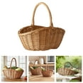 thumbnail image 2 of Rattan Wicker Woven Basket with Handle, Portable Garden Harvest Basket Wicker Storage Baskets for Picnic, Easter, Organizing, Gathering Vegetables (Brown, 23X18X21CM), 2 of 7