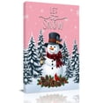 thumbnail image 2 of Canvas Wall Art, Pink Snowman Christmas Framed Canvas Prints for Living Room Bedroom, Xmas Pinecone Tree Snowflake Gallery Wrapped Wall Decor for Home Office, Gifts, 12"x16" Ship Next Day, 2 of 9