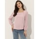 thumbnail image 3 of Blusa informal de manga larga con cuello cuadrado y pliegues en la parte delantera para mujer Rosa XS, 3 of 6