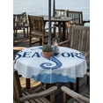 thumbnail image 2 of Outdoor Tablecloths with Umbrella Hole & Zipper, Navy Blue Seahorse Round Tablecloth 54 Inch, Summer Coastal Bubbles Ocean Waves Waterproof Table Cloth, Patio/Pool/Picnic Table Covers, 2 of 8