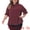 Burgundy, variant on DARING DIVA Women's Plus Office Pleated Short Puff Sleeves Mock Neck Top 3X Black