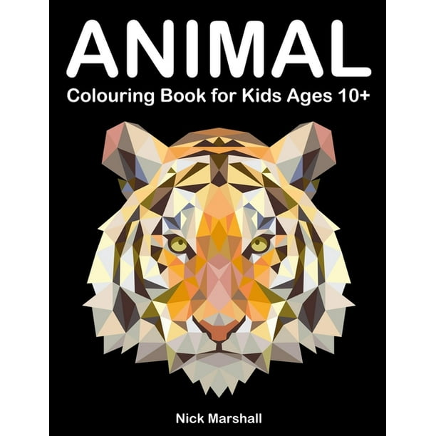 Download Colouring Books For Children Animal Colouring Book For Kids Ages 10 Polygon Colouring Book With Wolf Shark Owl Cat And Dog Paperback Walmart Com Walmart Com