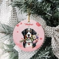 thumbnail image 3 of Happy Valentine's Day Bernese Mountain Dog holding flowers Ceramic Round Ornament Berner Lover Gifts Home Tree Decor - 03005, 3 of 5