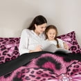 thumbnail image 3 of Erosebridal Chic Pink Leopard Print Full Size Comforter Sets For Girls,Kids Princess Bowknot Bedding Sets,Black Reversible,3 Pieces, 3 of 7