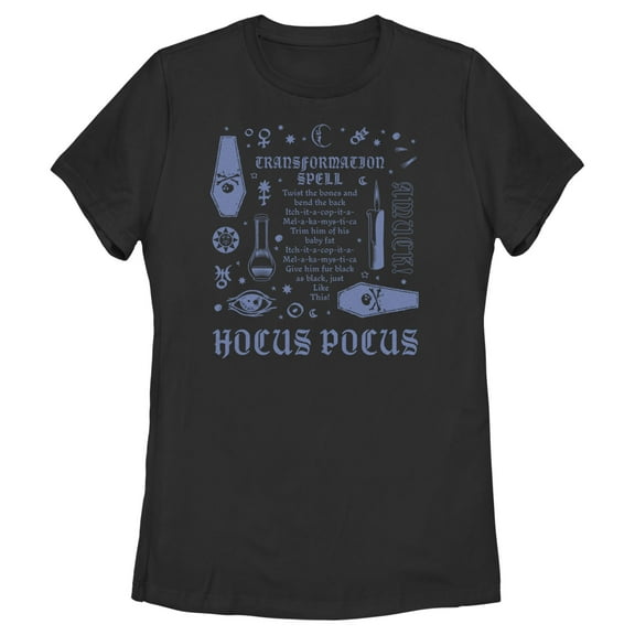 Women's Hocus Pocus Transformation Spell Graphic Tee Black Large