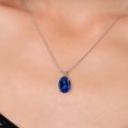 thumbnail image 3 of Gem Stone King 14K White Gold Blue Created Sapphire Pendant Necklace for Women | 3.30 Cttw | Gemstone September Birthstone | Oval 10X8MM | With 18 inch Chain, 3 of 6