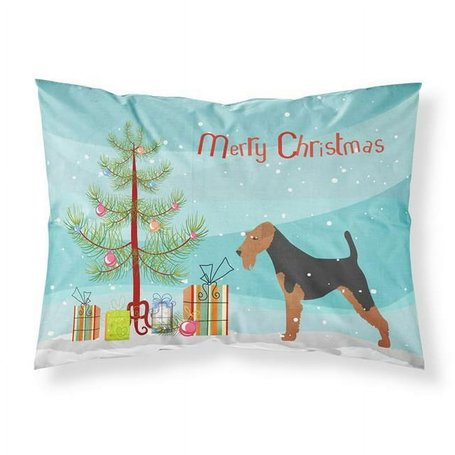 Carolines Treasures BB2903PILLOWCASE Welsh Terrier Merry Christmas Tree Fabric Standard Pillowcase