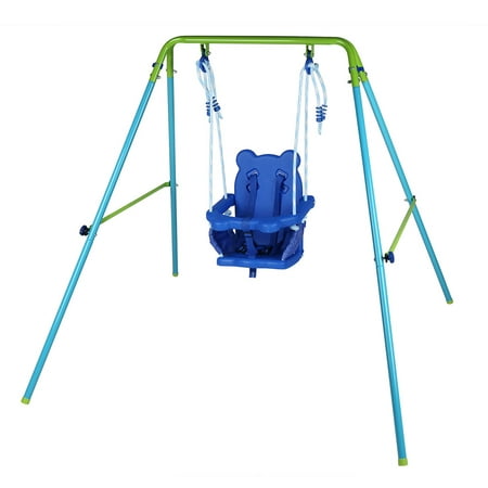 Folding Toddler Blue Secure Swing Set with Safety Seat for Baby/Chirldren's (Best Swing Sets For Toddlers)