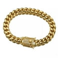 thumbnail image 4 of EOEMY Hot 8-18mm Mens Miami Cuban Link Chain Bracelet 18K Gold Plated Stainless Steel-12mm-8.5Inch Or 21.5Cm, 4 of 6