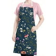 thumbnail image 5 of Pioneer Flower Floral Print Pattern Apron-Garden Aprons for Women with Pockets-Cotton Linen Waterproof Kitchen Cooking Gardening Aprons Adjustable for Kitchen,Cooking,BBQ and Salon 33x27 Inch, 5 of 7