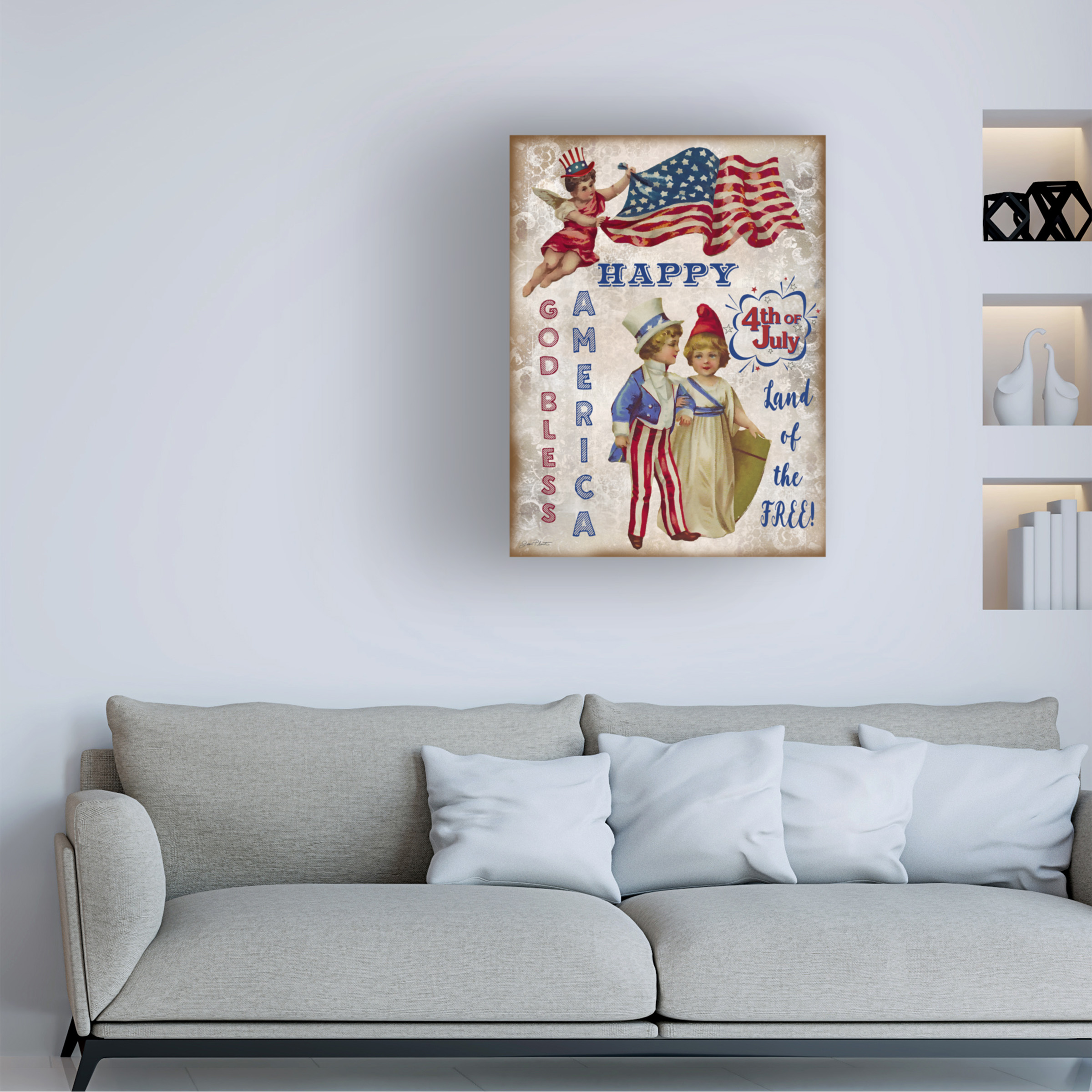Trademark Fine Art 'Retro Patriotic 3' Canvas Art by Jean Plout